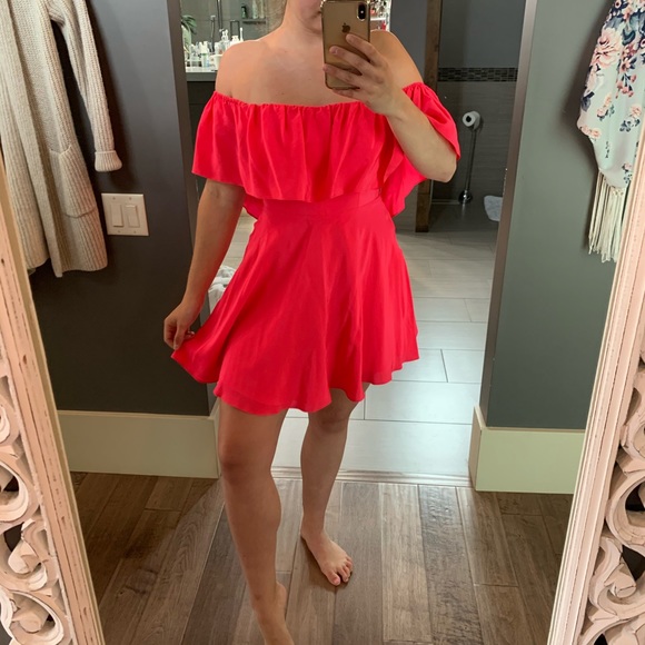 Pink Off shoulder silk dress Amanda Uprichard - Picture 1 of 6